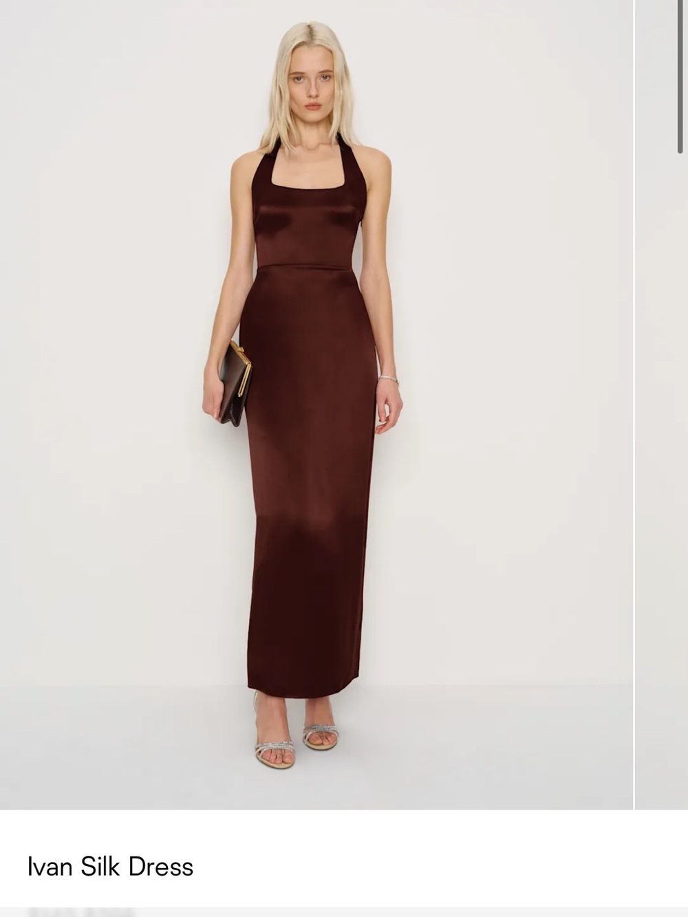 Reformation Ivan Silk Dress in Mahogany